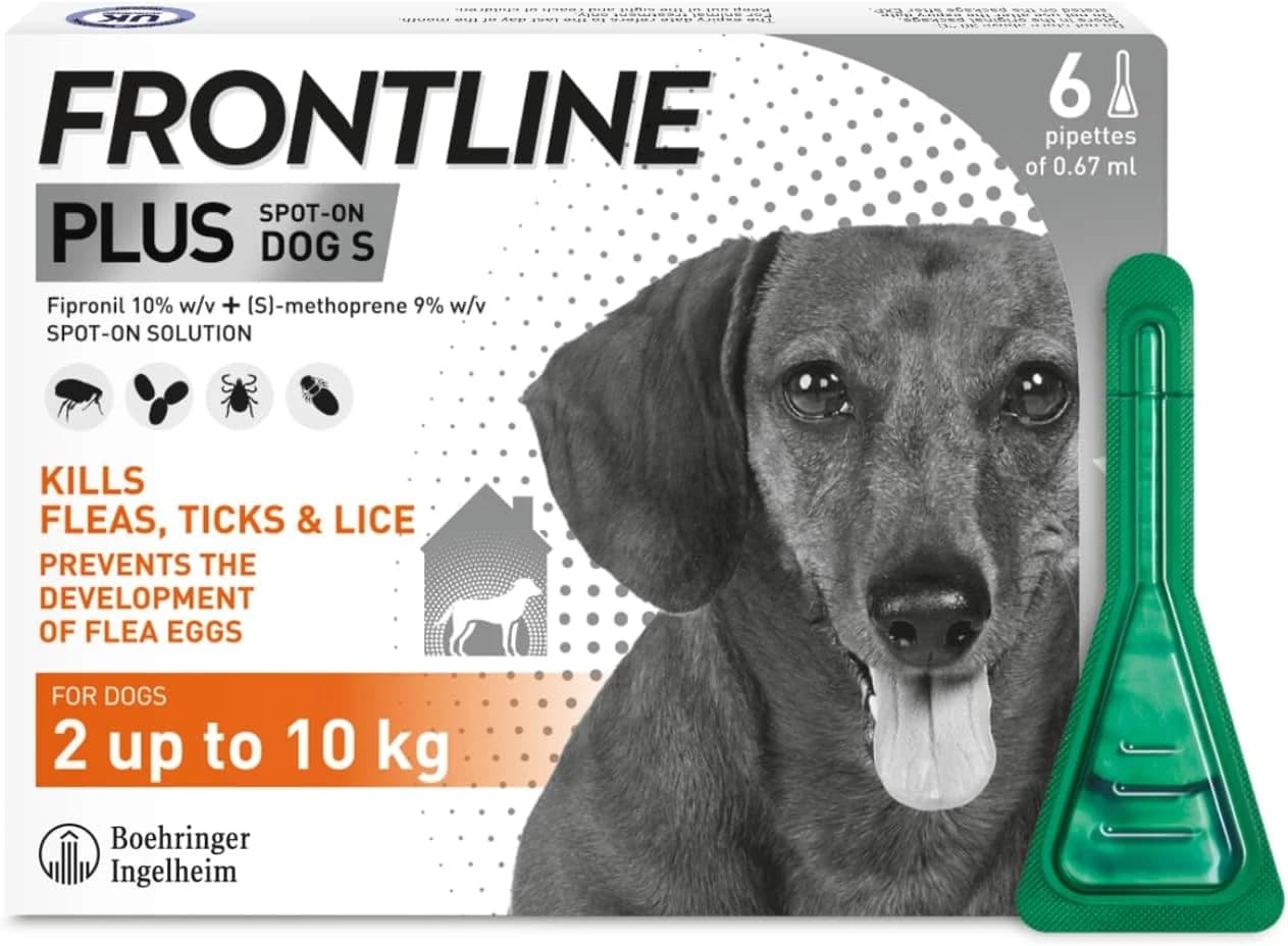 FRONTLINE Plus Spot On Flea & Tick Treatment for Small Dog (2-10kg) - 6 Pipettes