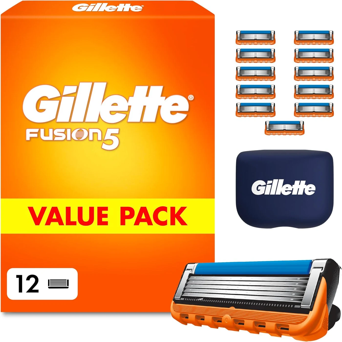 Gillette Fusion5 Razor Blades for Men, 12 Pack