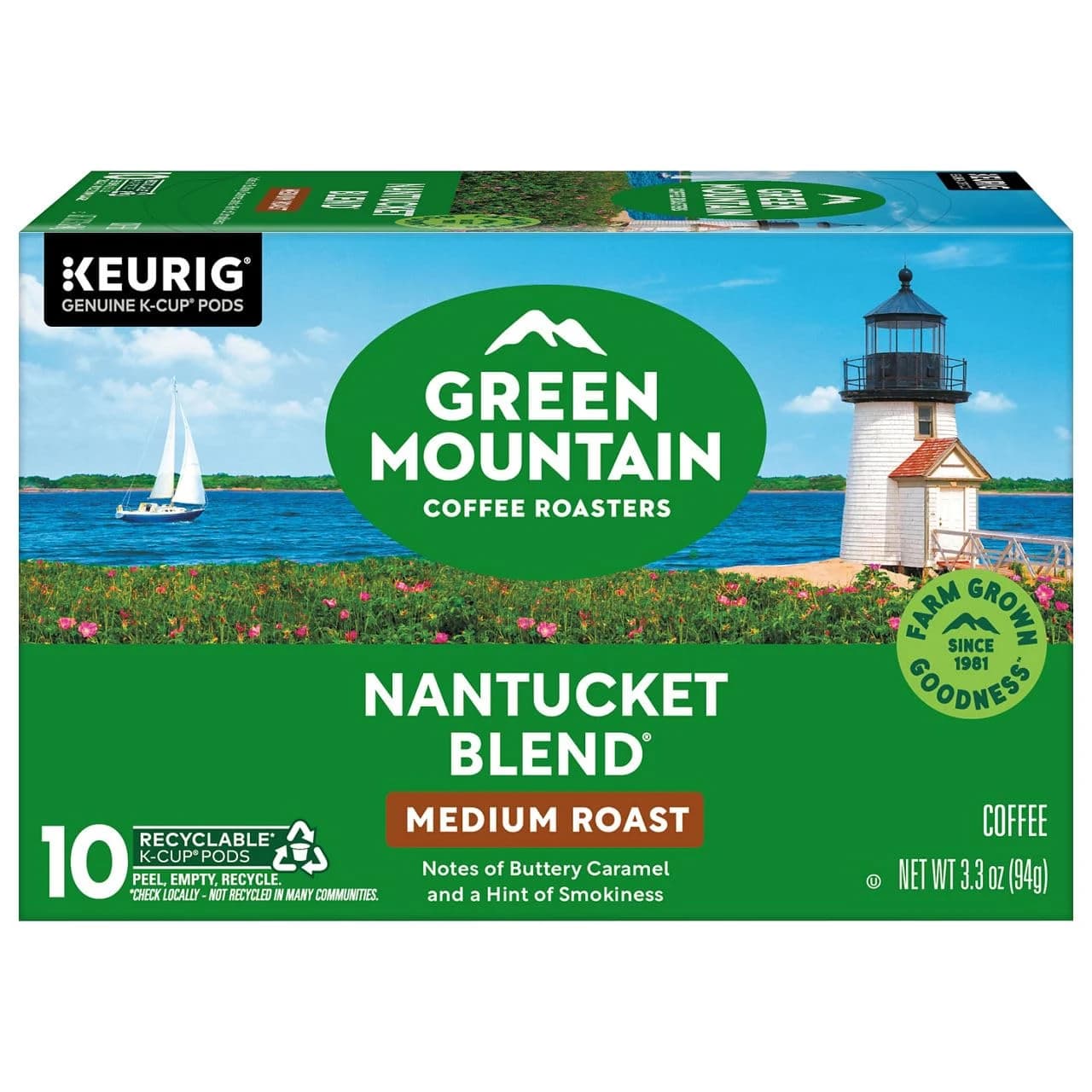 Green Mountain Coffee Roasters Nantucket Blend Medium Roast, 10 Coffee Pods