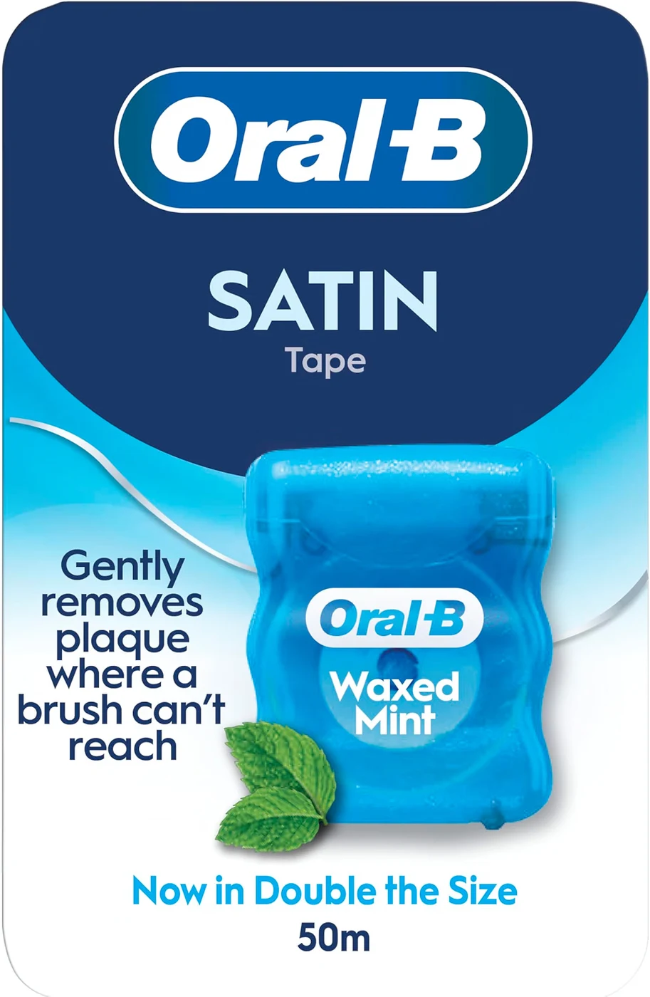 Oral-B Satin Tape Floss, Waxed Mint, 1 Pack (1 x 50m)